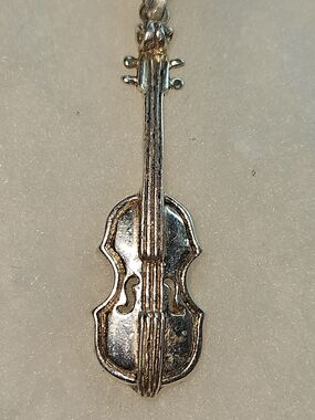 Vintage Taxco Mexico Sterling Silver Violin Pendant Charm